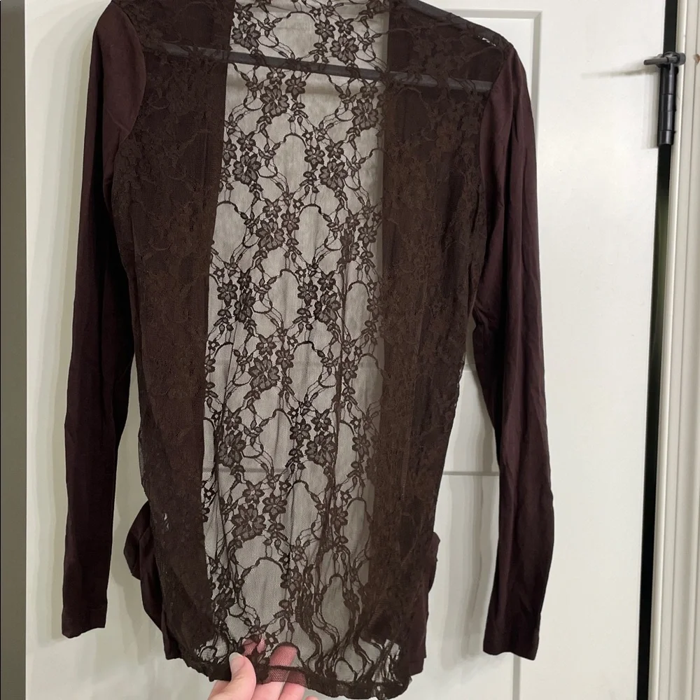 Maurices Chocolate Lace Overlay Top - Picture 4 of 4
